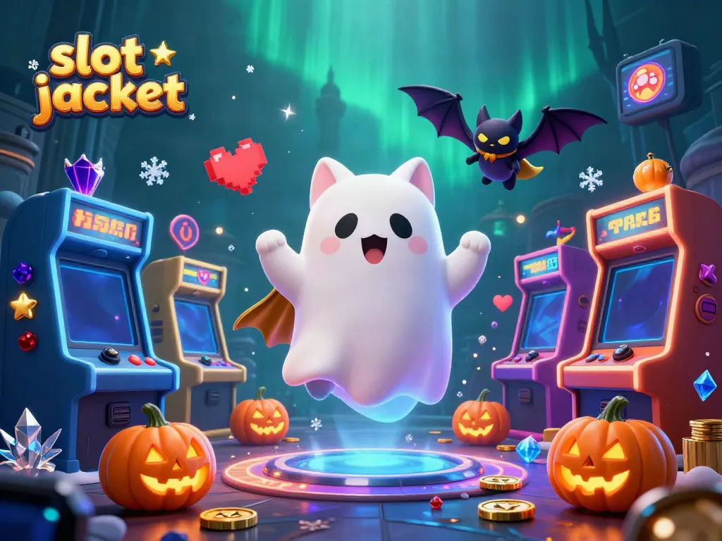 Experience thrilling wins with slot jackpot in a haunted casino scene featuring ghostly characters.