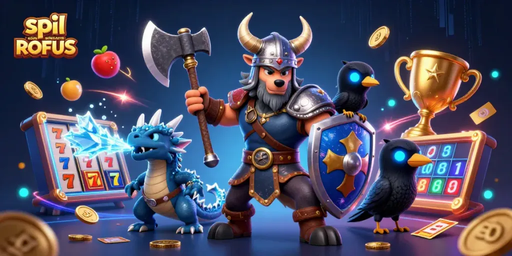 Engage with thrilling gameplay at spil casino uden om ROFUS with vibrant characters and dynamic casino elements.