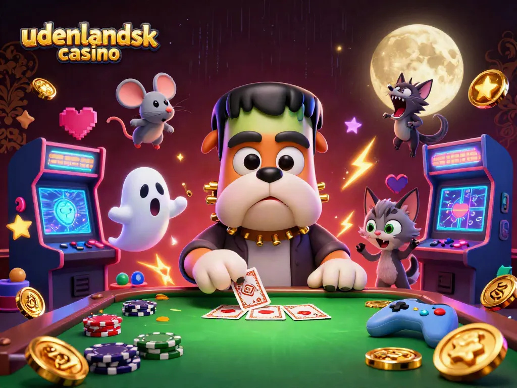 Engage with exciting games at udenlandsk casino featuring a unique 3D cartoon scene.