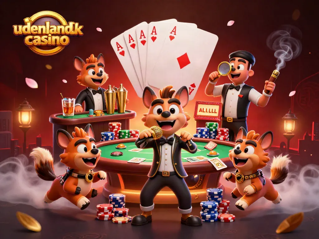 Experience the excitement of udenlandsk casino with hyenas engaging in fun-filled gambling activities.